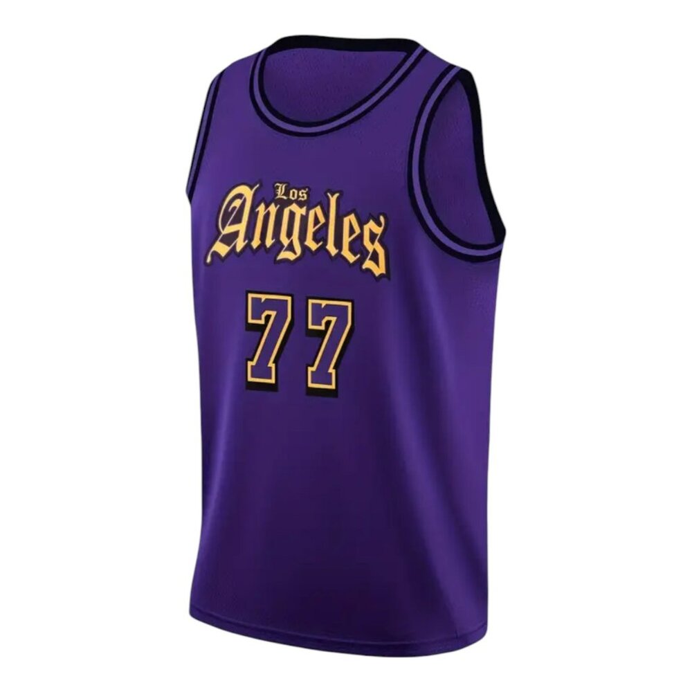 Los Angeles Lakers Luka Doncic Stitched Basketball Jersey Purple Men's - Picture 2 of 10